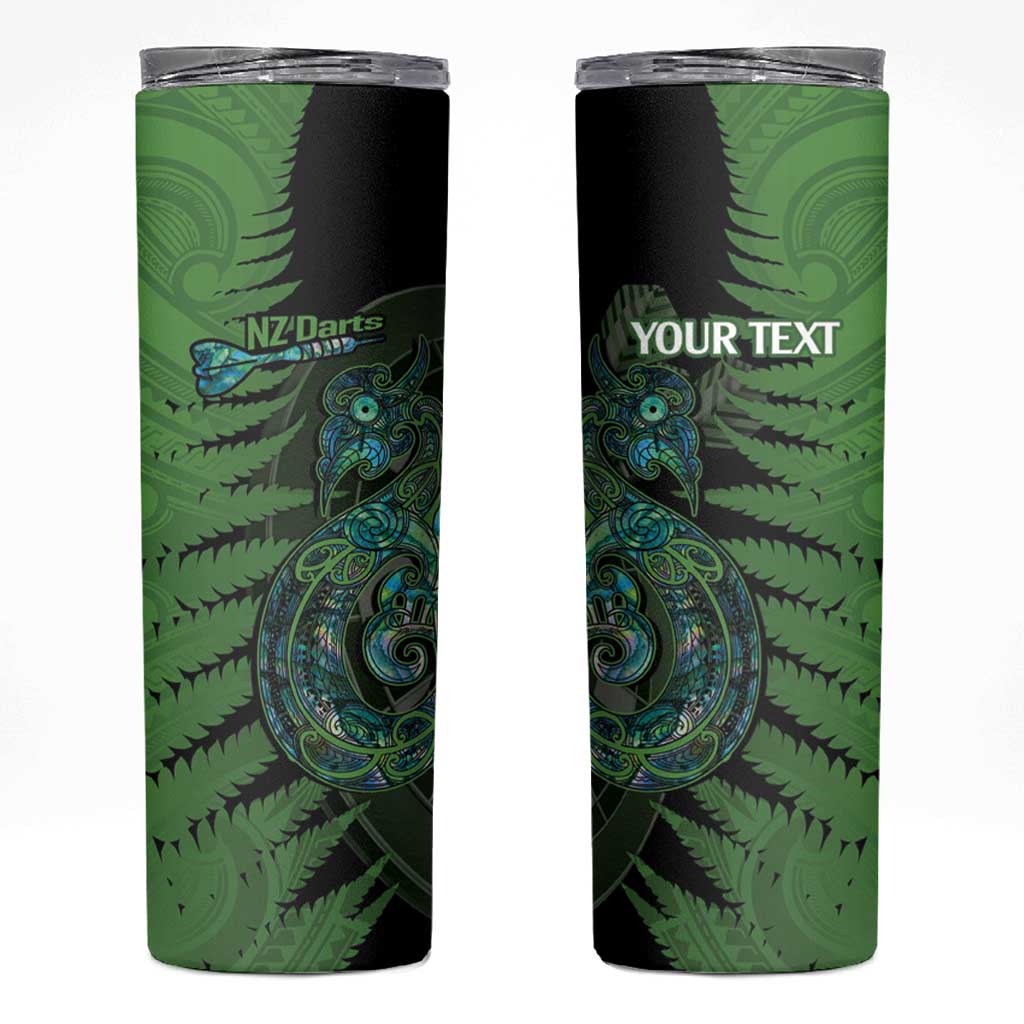 Personalised New Zealand Darts Skinny Tumbler Aotearoa Maori Fern Mix Manaia Tattoo LT14 Green - Polynesian Pride