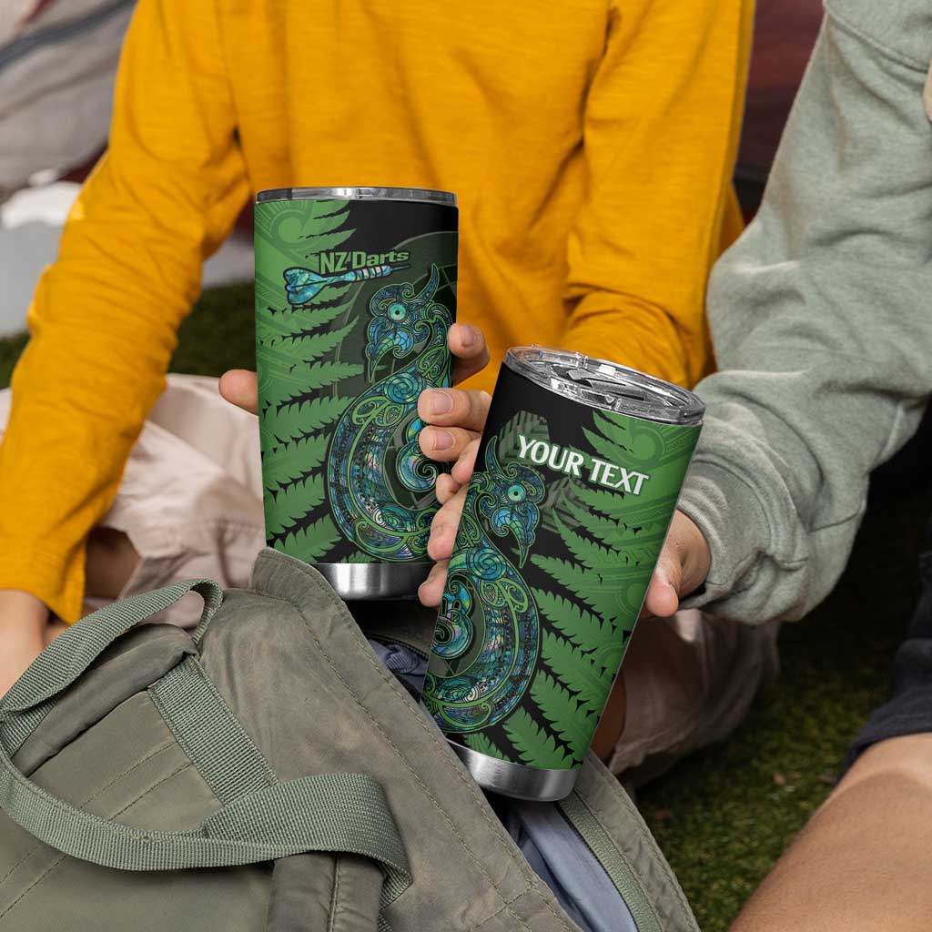 Personalised New Zealand Darts Tumbler Cup Aotearoa Maori Fern Mix Manaia Tattoo