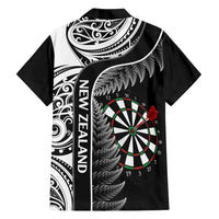 Personalised New Zealand Darts Hawaiian Shirt Aotearoa Fern Mix Paua Shell Manaia - Black LT14 - Polynesian Pride