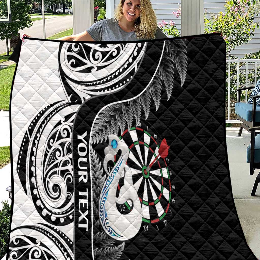 Personalised New Zealand Darts Quilt Aotearoa Fern Mix Paua Shell Manaia - Black LT14 Black - Polynesian Pride