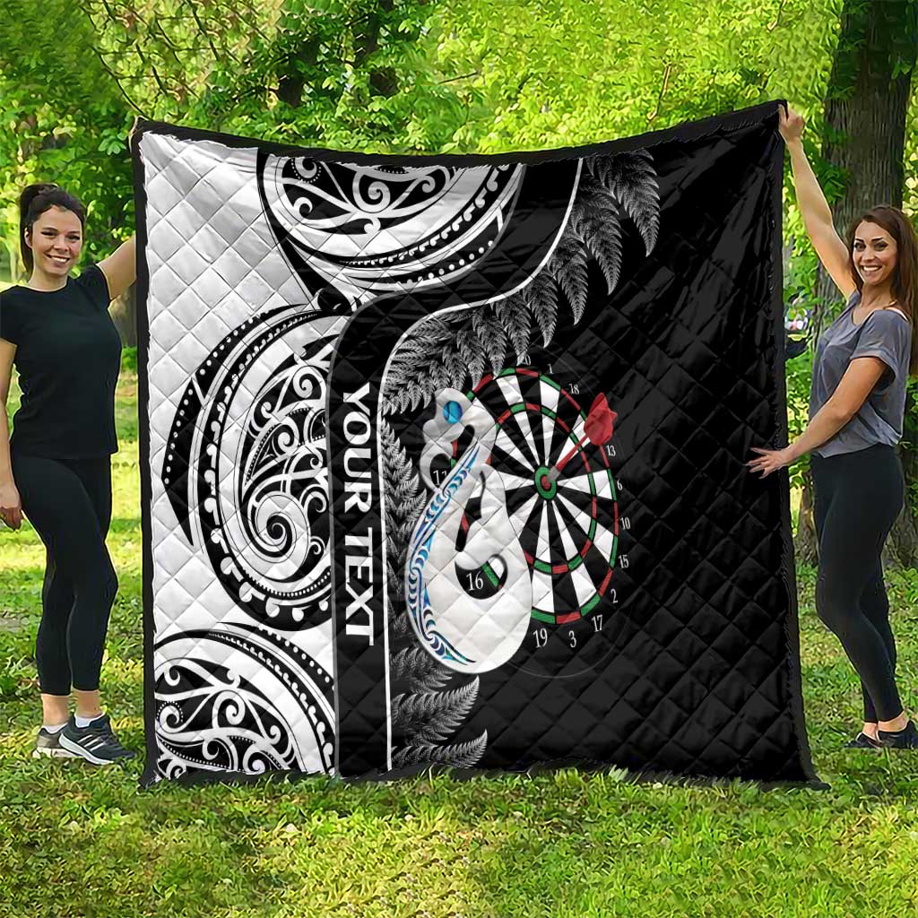 Personalised New Zealand Darts Quilt Aotearoa Fern Mix Paua Shell Manaia - Black LT14 - Polynesian Pride