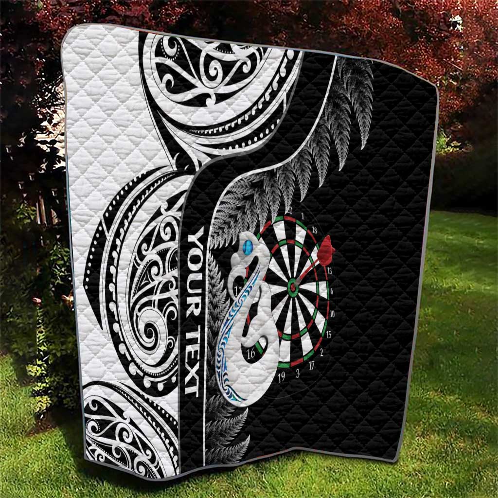 Personalised New Zealand Darts Quilt Aotearoa Fern Mix Paua Shell Manaia - Black LT14 - Polynesian Pride