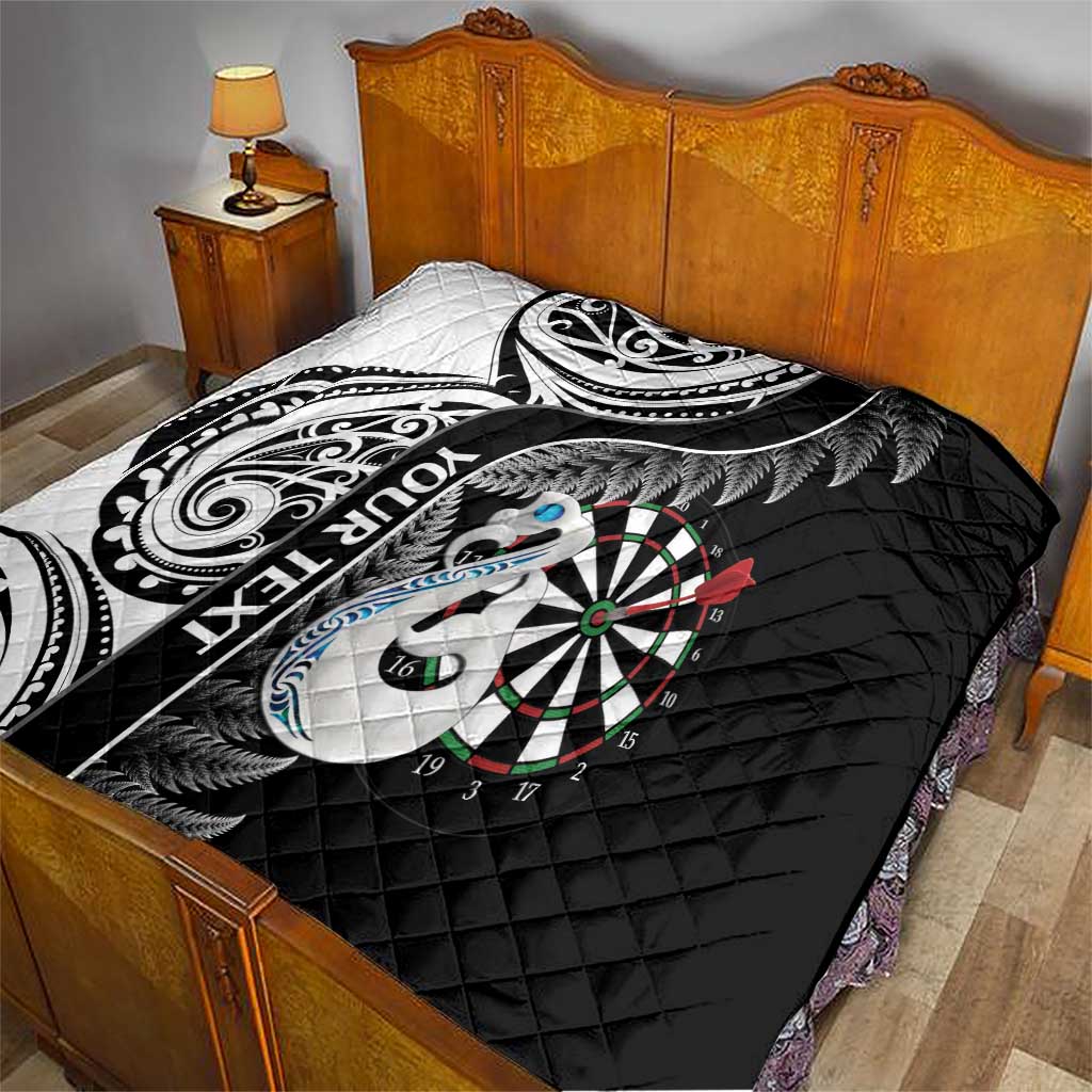 Personalised New Zealand Darts Quilt Aotearoa Fern Mix Paua Shell Manaia - Black LT14 - Polynesian Pride