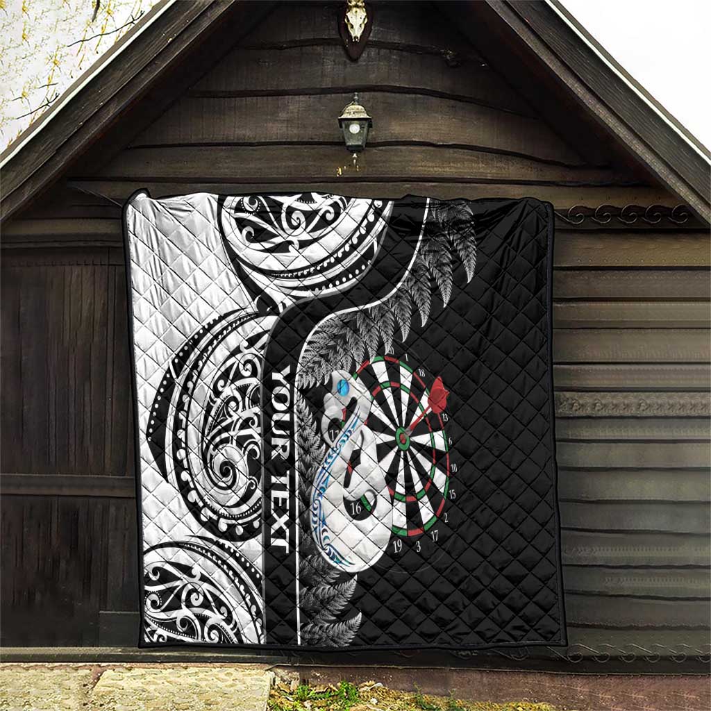 Personalised New Zealand Darts Quilt Aotearoa Fern Mix Paua Shell Manaia - Black LT14 - Polynesian Pride