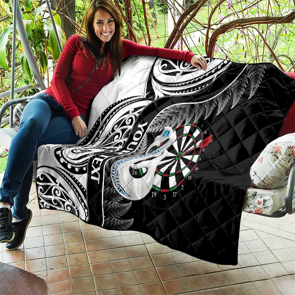 Personalised New Zealand Darts Quilt Aotearoa Fern Mix Paua Shell Manaia - Black LT14 - Polynesian Pride