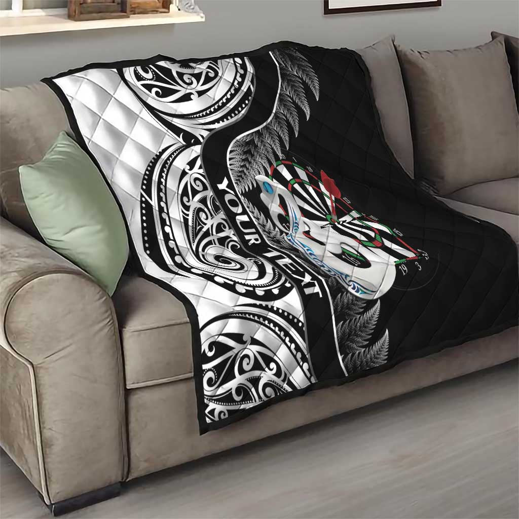 Personalised New Zealand Darts Quilt Aotearoa Fern Mix Paua Shell Manaia - Black LT14 - Polynesian Pride