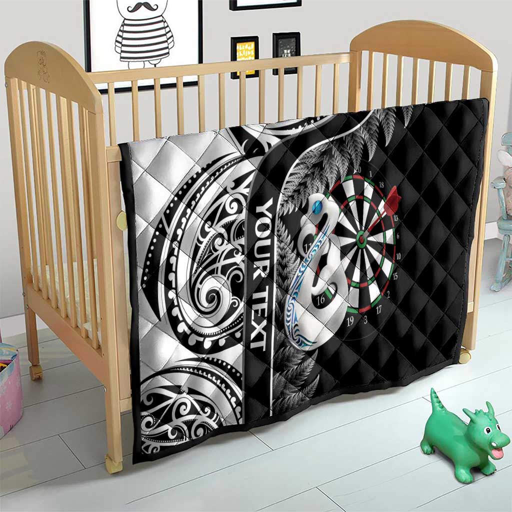 Personalised New Zealand Darts Quilt Aotearoa Fern Mix Paua Shell Manaia - Black LT14 - Polynesian Pride