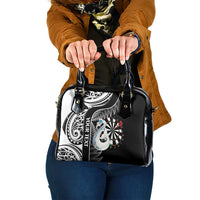 Personalised New Zealand Darts Shoulder Handbag Aotearoa Fern Mix Paua Shell Manaia - Black LT14 One Size Black - Polynesian Pride