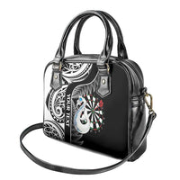Personalised New Zealand Darts Shoulder Handbag Aotearoa Fern Mix Paua Shell Manaia - Black LT14 - Polynesian Pride