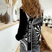 Personalised New Zealand Darts Women Casual Shirt Aotearoa Fern Mix Paua Shell Manaia - Black LT14 - Polynesian Pride