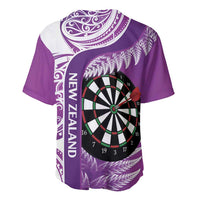 Personalised New Zealand Darts Baseball Jersey Aotearoa Fern Mix Paua Shell Manaia - Purple LT14 - Polynesian Pride