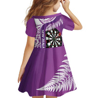 Personalised New Zealand Darts Family Matching Mermaid Dress and Hawaiian Shirt Aotearoa Fern Mix Paua Shell Manaia - Purple LT14 - Polynesian Pride