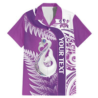 Personalised New Zealand Darts Family Matching Mermaid Dress and Hawaiian Shirt Aotearoa Fern Mix Paua Shell Manaia - Purple LT14 Dad's Shirt - Short Sleeve Purple - Polynesian Pride