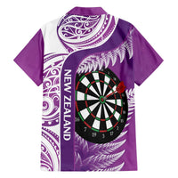 Personalised New Zealand Darts Family Matching Puletasi and Hawaiian Shirt Aotearoa Fern Mix Paua Shell Manaia - Purple LT14 - Polynesian Pride