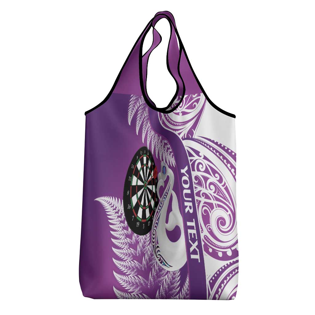 Personalised New Zealand Darts Grocery Bag Aotearoa Fern Mix Paua Shell Manaia - Purple LT14 - Polynesian Pride