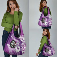 Personalised New Zealand Darts Grocery Bag Aotearoa Fern Mix Paua Shell Manaia - Purple LT14 - Polynesian Pride