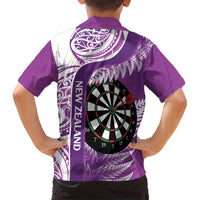 Personalised New Zealand Darts Hawaiian Shirt Aotearoa Fern Mix Paua Shell Manaia - Purple LT14 - Polynesian Pride