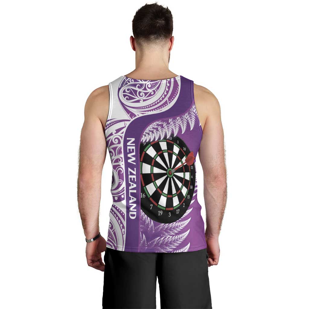Personalised New Zealand Darts Men Tank Top Aotearoa Fern Mix Paua Shell Manaia - Purple