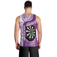 Personalised New Zealand Darts Men Tank Top Aotearoa Fern Mix Paua Shell Manaia - Purple