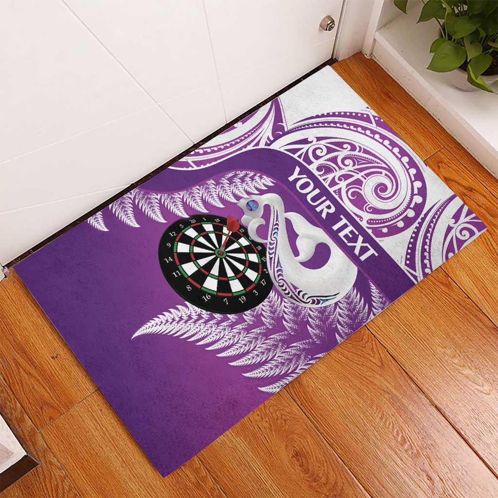 Personalised New Zealand Darts Rubber Doormat Aotearoa Fern Mix Paua Shell Manaia - Purple LT14 - Polynesian Pride