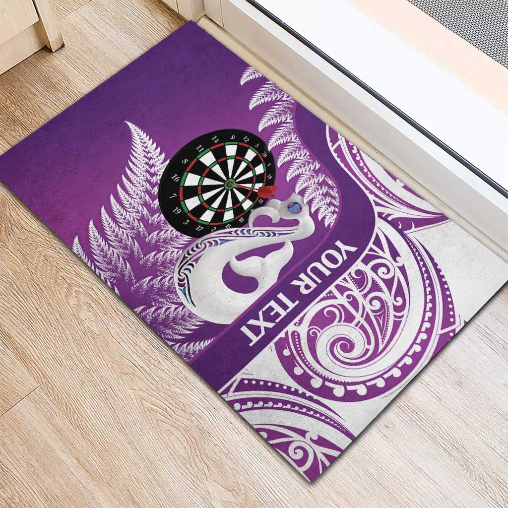 Personalised New Zealand Darts Rubber Doormat Aotearoa Fern Mix Paua Shell Manaia - Purple LT14 - Polynesian Pride
