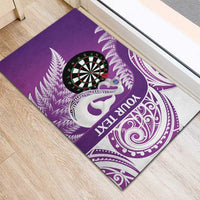 Personalised New Zealand Darts Rubber Doormat Aotearoa Fern Mix Paua Shell Manaia - Purple LT14 - Polynesian Pride