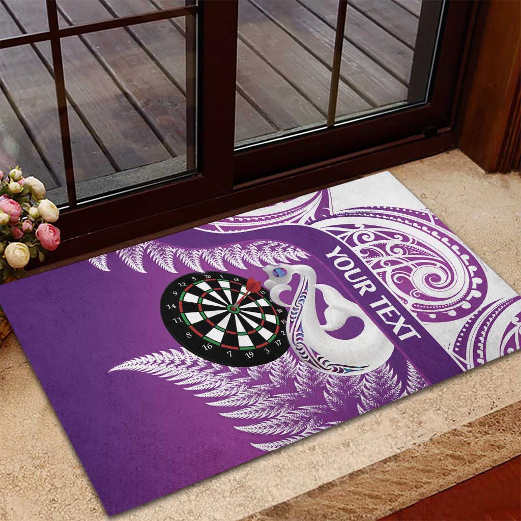 Personalised New Zealand Darts Rubber Doormat Aotearoa Fern Mix Paua Shell Manaia - Purple LT14 - Polynesian Pride