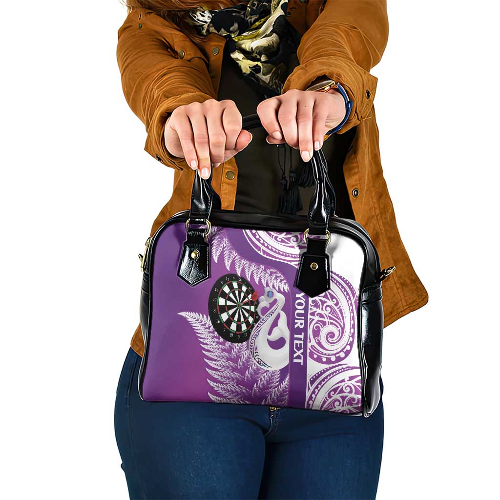 Personalised New Zealand Darts Shoulder Handbag Aotearoa Fern Mix Paua Shell Manaia - Purple LT14 One Size Purple - Polynesian Pride