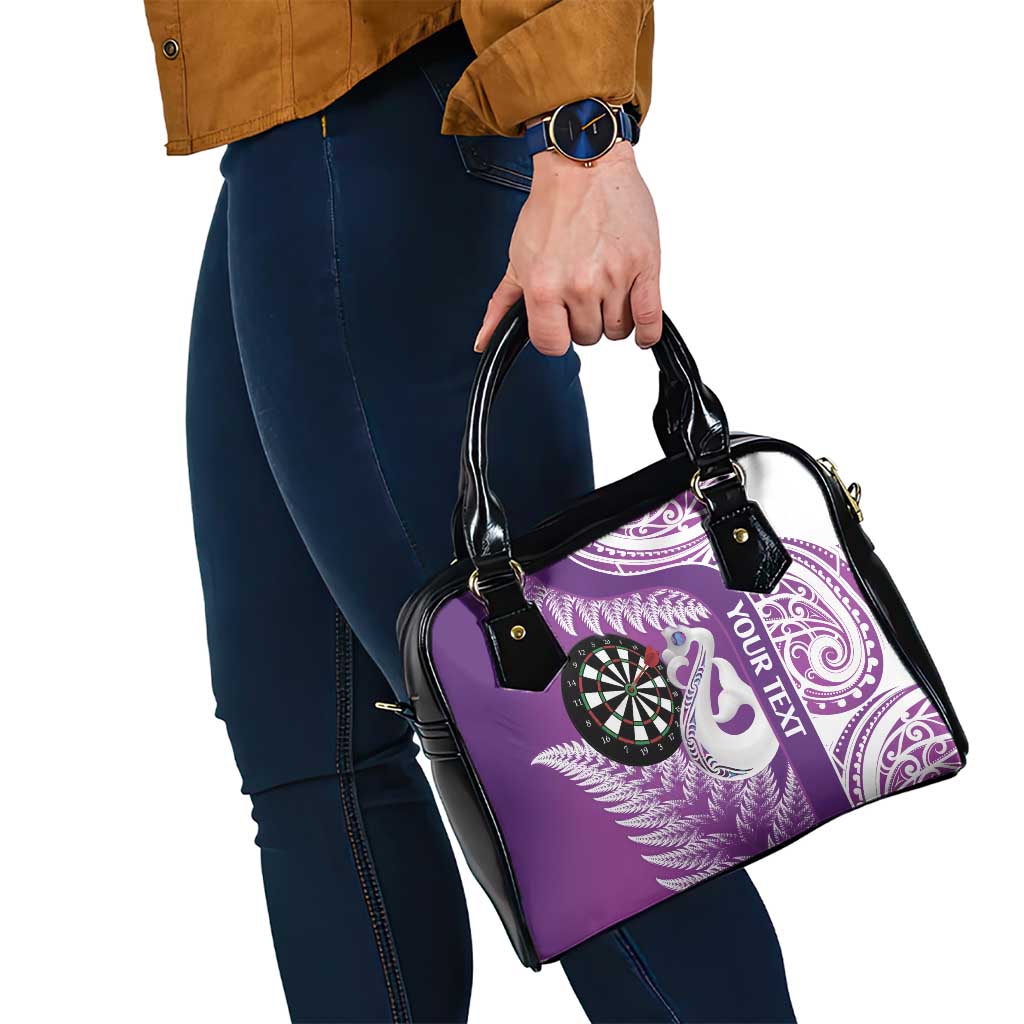 Personalised New Zealand Darts Shoulder Handbag Aotearoa Fern Mix Paua Shell Manaia - Purple LT14 - Polynesian Pride