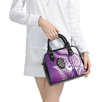 Personalised New Zealand Darts Shoulder Handbag Aotearoa Fern Mix Paua Shell Manaia - Purple LT14 - Polynesian Pride