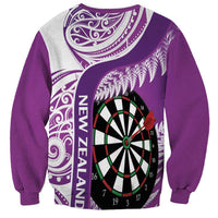 Personalised New Zealand Darts Sweatshirt Aotearoa Fern Mix Paua Shell Manaia - Purple LT14 - Polynesian Pride