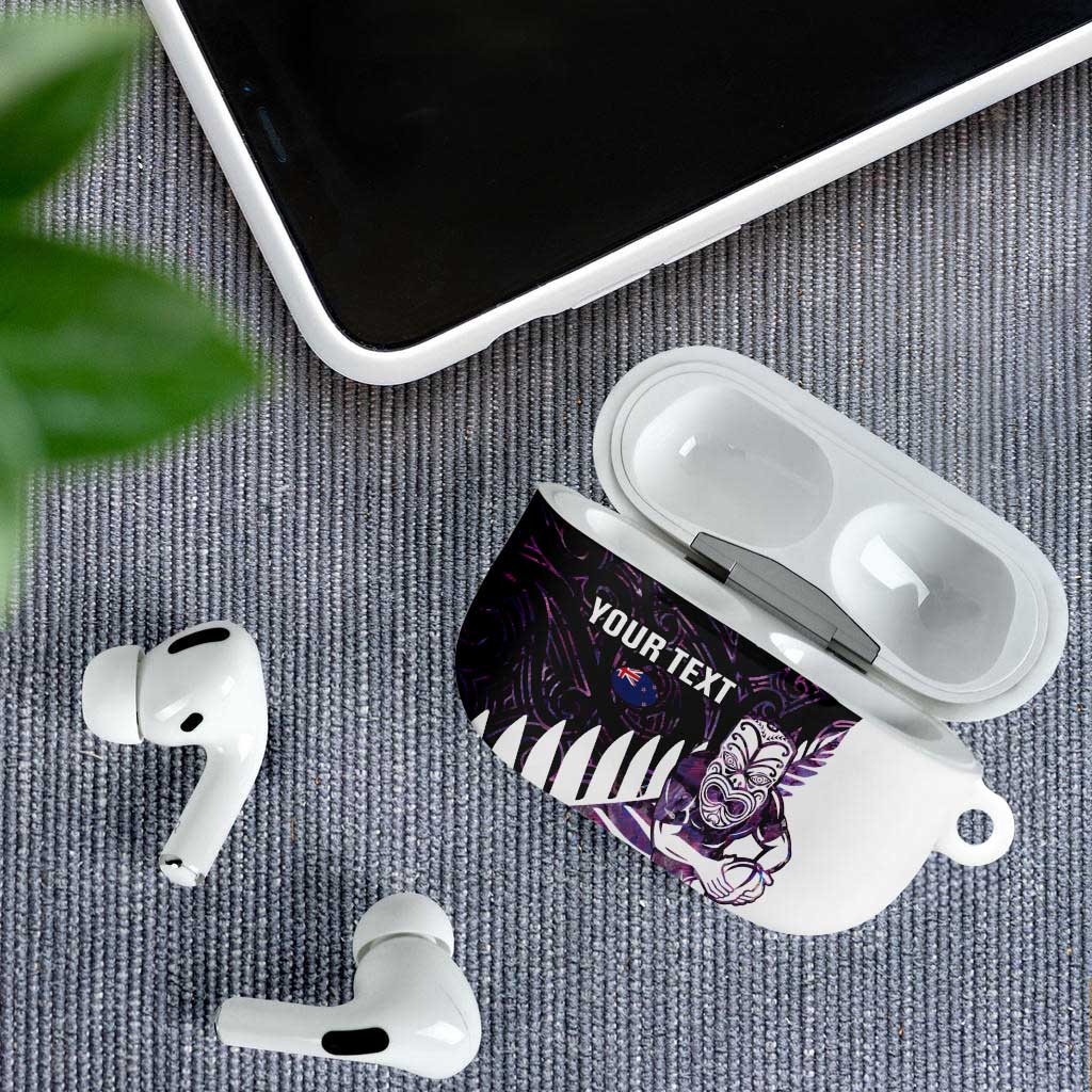 New Zealand Silver Fern Rugby Custom AirPods Case Go All Black Purple Maori Paua Shell - Polynesian Pride