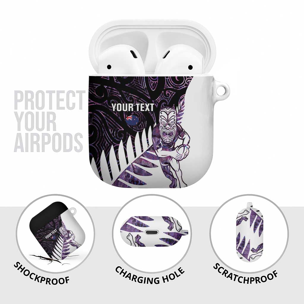New Zealand Silver Fern Rugby Custom AirPods Case Go All Black Purple Maori Paua Shell - Polynesian Pride