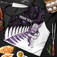 New Zealand Silver Fern Rugby Custom Apron Go All Black Purple Maori Paua Shell - Polynesian Pride