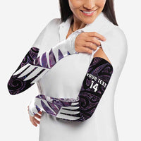 New Zealand Silver Fern Rugby Custom Arm Sleeves Go All Black Purple Maori Paua Shell - Polynesian Pride