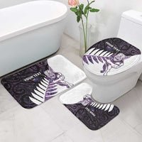 New Zealand Silver Fern Rugby Custom Bathroom Set Go All Black Purple Maori Paua Shell - Polynesian Pride
