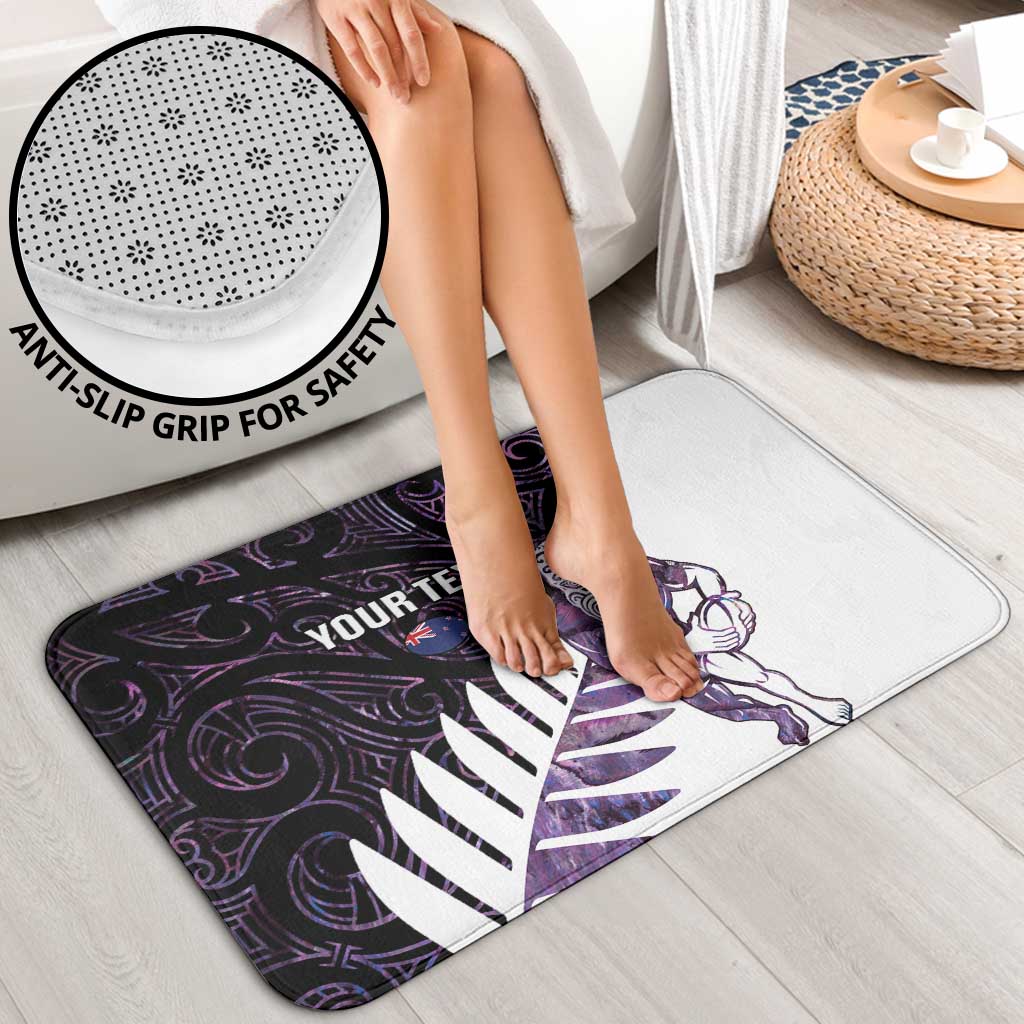 New Zealand Silver Fern Rugby Custom Bathroom Set Go All Black Purple Maori Paua Shell - Polynesian Pride