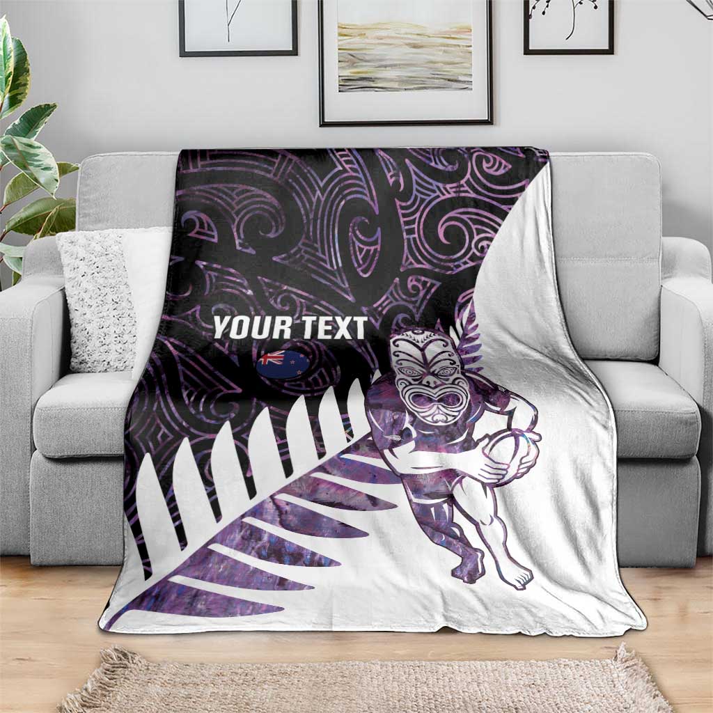 New Zealand Silver Fern Rugby Custom Blanket Go All Black Purple Maori Paua Shell LT14 - Polynesian Pride