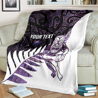 New Zealand Silver Fern Rugby Custom Blanket Go All Black Purple Maori Paua Shell LT14 - Polynesian Pride