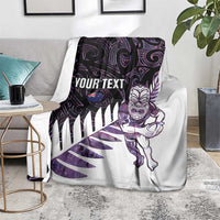 New Zealand Silver Fern Rugby Custom Blanket Go All Black Purple Maori Paua Shell LT14 - Polynesian Pride