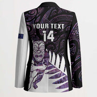 New Zealand Silver Fern Rugby Custom Blazer Go All Black Purple Maori Paua Shell LT14 - Polynesian Pride