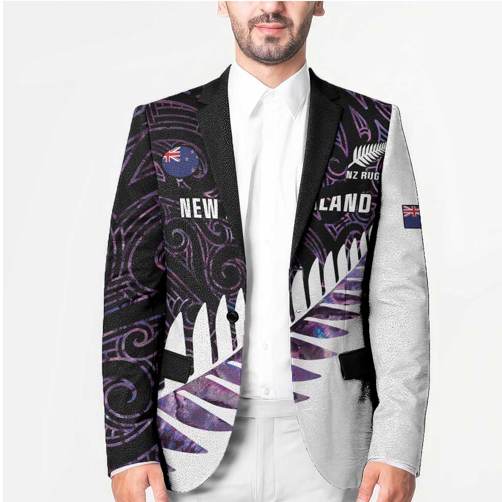 New Zealand Silver Fern Rugby Custom Blazer Go All Black Purple Maori Paua Shell LT14 - Polynesian Pride