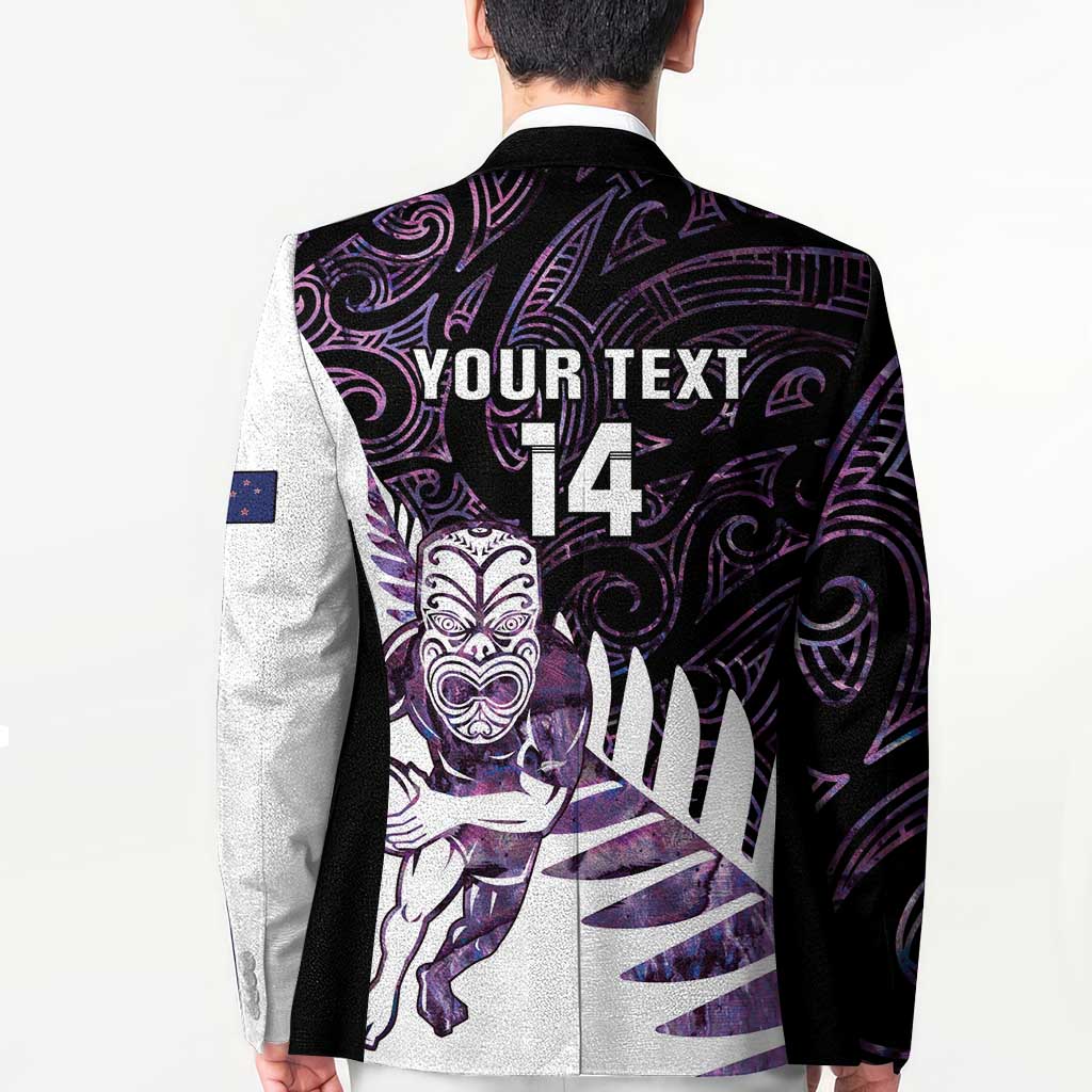 New Zealand Silver Fern Rugby Custom Blazer Go All Black Purple Maori Paua Shell LT14 - Polynesian Pride