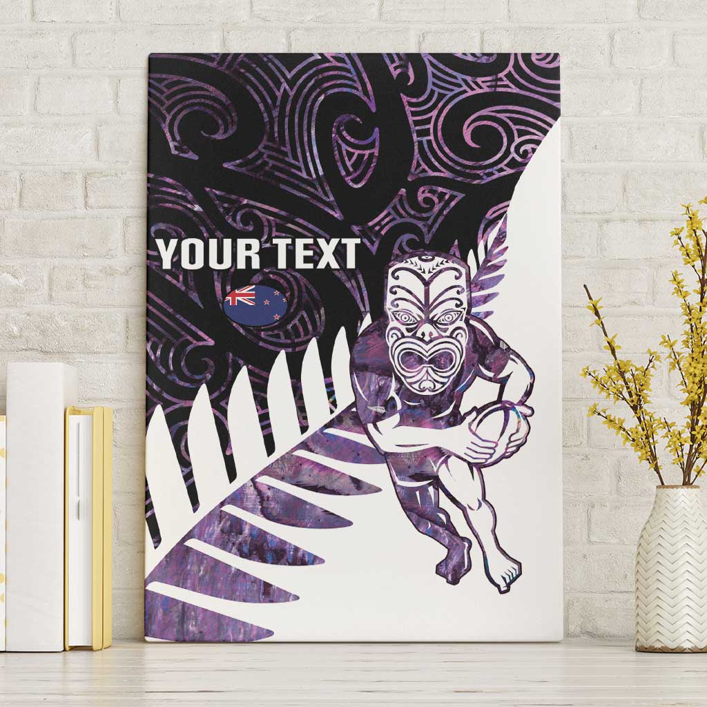 New Zealand Silver Fern Rugby Custom Canvas Wall Art Go All Black Purple Maori Paua Shell - Polynesian Pride