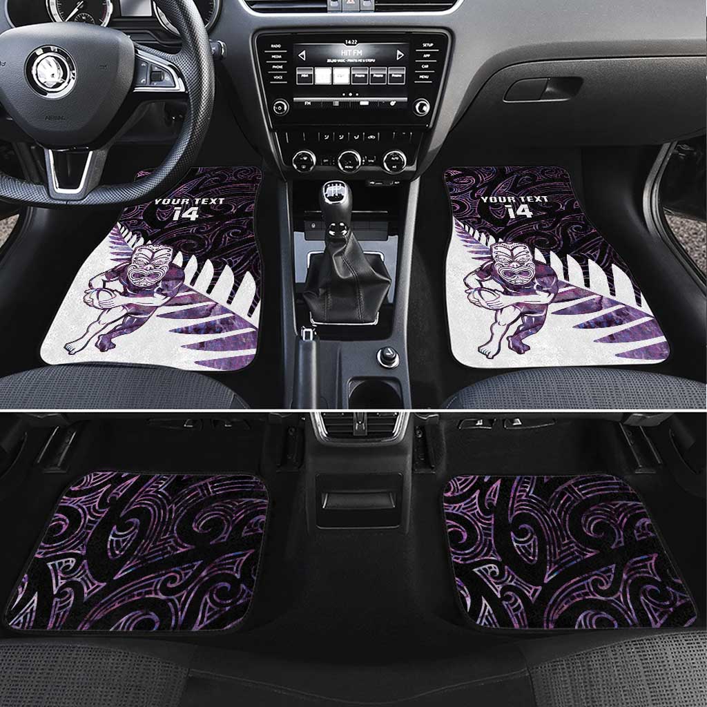 New Zealand Silver Fern Rugby Custom Car Mats Go All Black Purple Maori Paua Shell LT14 Set 4pcs Purple - Polynesian Pride