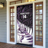 New Zealand Silver Fern Rugby Custom Door Cover Go All Black Purple Maori Paua Shell - Polynesian Pride