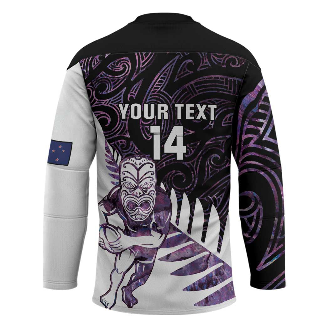 New Zealand Silver Fern Rugby Custom Hockey Jersey Go All Black Purple Maori Paua Shell - Polynesian Pride