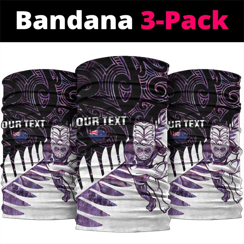 New Zealand Silver Fern Rugby Custom Neck Gaiter Go All Black Purple Maori Paua Shell - Polynesian Pride