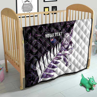 New Zealand Silver Fern Rugby Custom Quilt Go All Black Purple Maori Paua Shell - Polynesian Pride