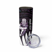 New Zealand Silver Fern Rugby Custom Skinny Tumbler Go All Black Purple Maori Paua Shell - Polynesian Pride